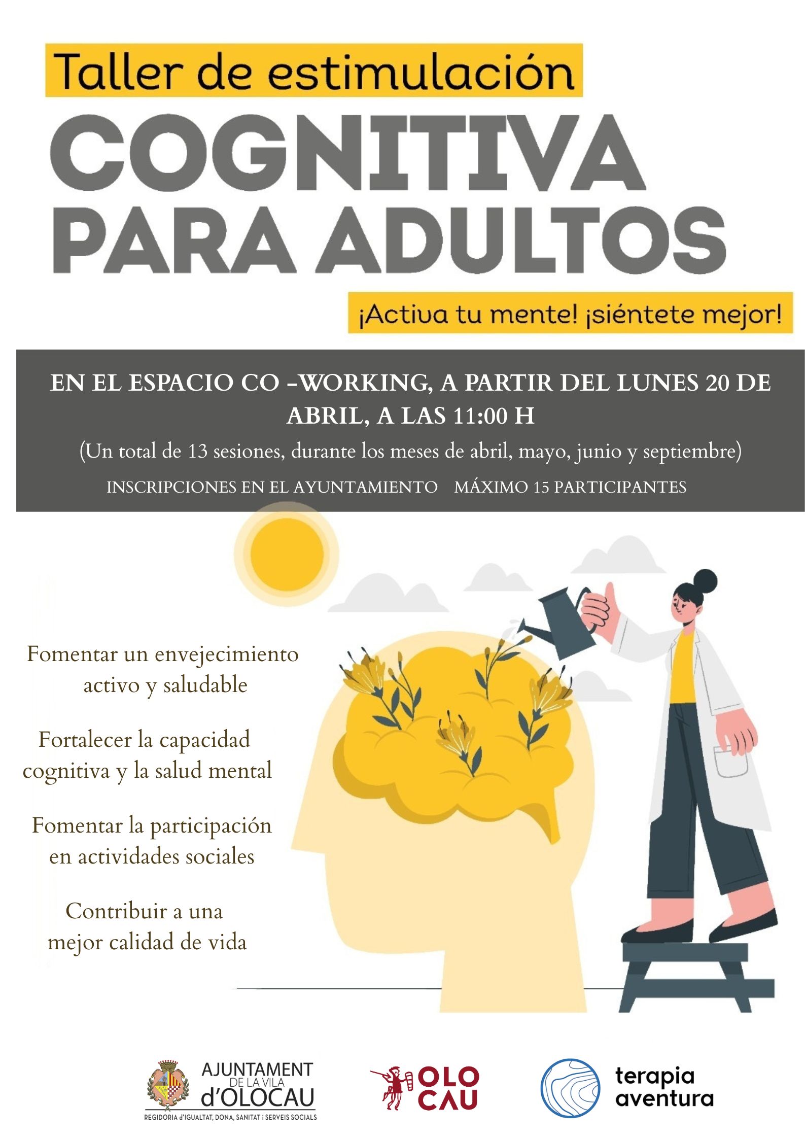 Sesión del taller de estimulación cognitiva para adultos
